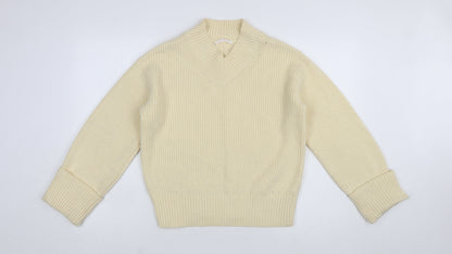 John Lewis ANYDAY Women Ivory Knit V-Neck Pullover Jumper XS