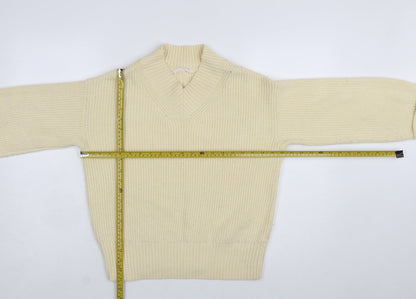 John Lewis ANYDAY Women Ivory Knit V-Neck Pullover Jumper XS
