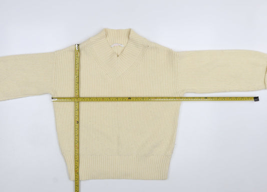John Lewis ANYDAY Women Ivory Knit V-Neck Pullover Jumper XS