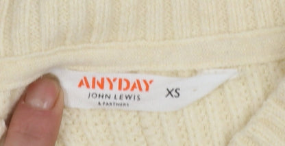 John Lewis ANYDAY Women Ivory Knit V-Neck Pullover Jumper XS