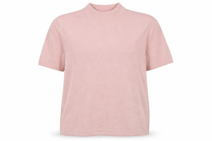 Julipa Women Pink Mock Neck Short Sleeve Pullover Jumper Size 20