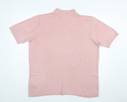 Julipa Women Pink Mock Neck Short Sleeve Pullover Jumper Size 20