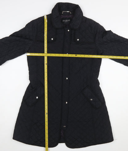 Hobbs Women’s Black Quilted Mid-Length Coat Size 10