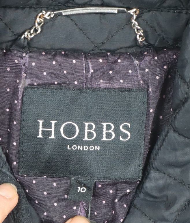 Hobbs Women’s Black Quilted Mid-Length Coat Size 10