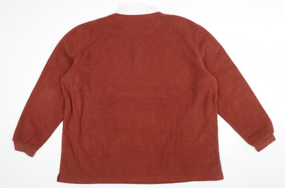 Cotton Traders Men's Brown 4XL Fleece Henley Sweatshirt
