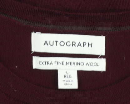 Marks and Spencer Men’s Red Merino Wool Crew Neck Jumper Size L