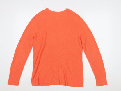 John Lewis Women’s Orange Cotton V-Neck Long Sleeve Jumper Size 10