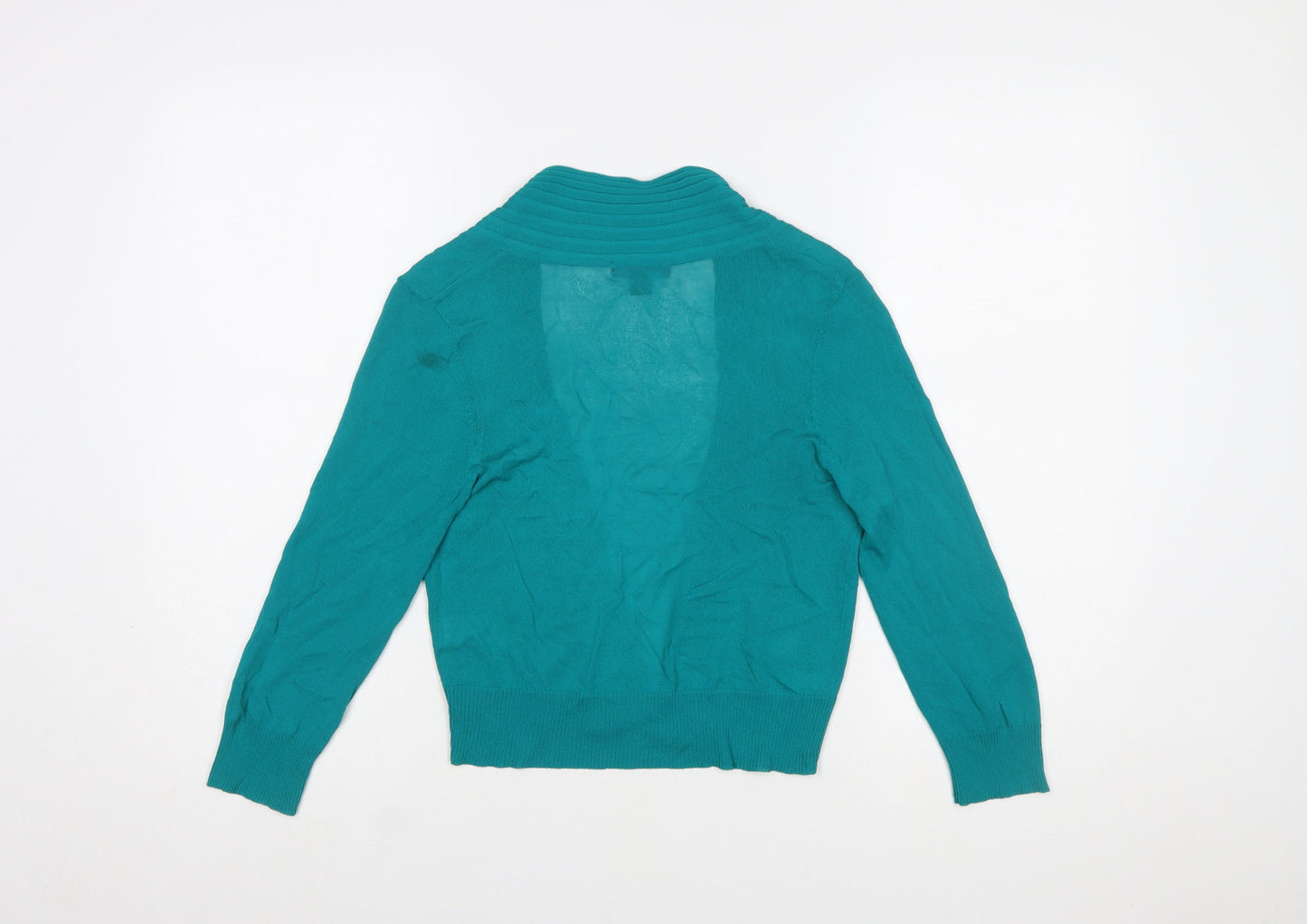 Monsoon Women Green Wrap Knit Long Sleeve V-Neck Blouse Size 10
