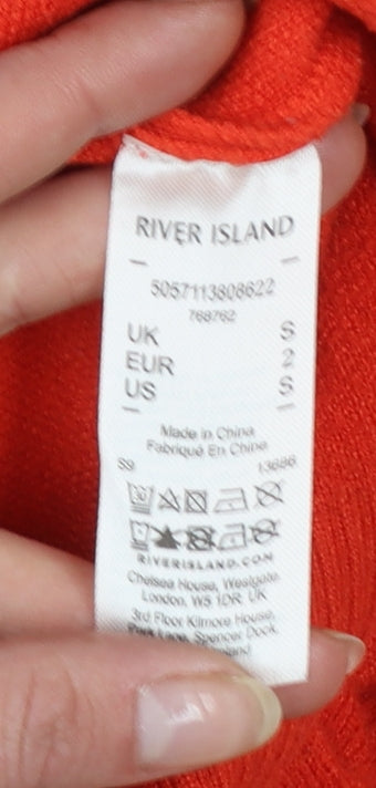 River Island Women's Red Mock Neck Button Detail Jumper Size S