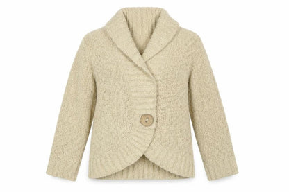 Marks and Spencer Women Beige Wool Blend Chunky Knit Cardigan UK 14