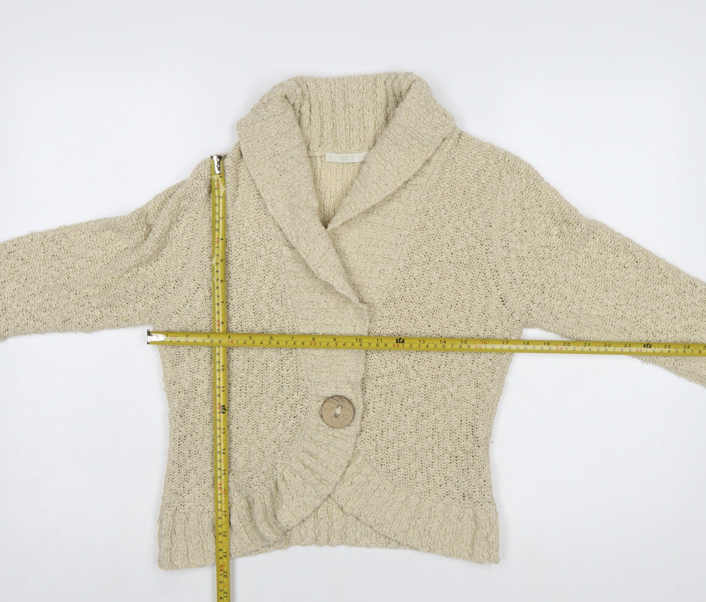 Marks and Spencer Women Beige Wool Blend Chunky Knit Cardigan UK 14