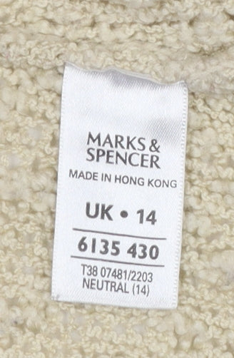 Marks and Spencer Women Beige Wool Blend Chunky Knit Cardigan UK 14
