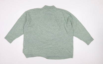 Bonmarché Women Green Size 22 Mock Neck Pullover Jumper