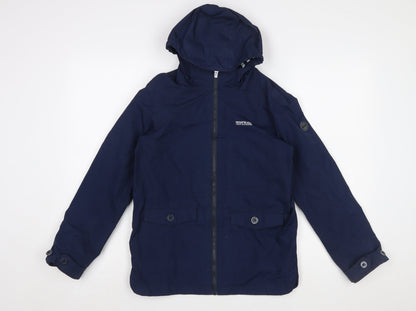 Regatta Boys Blue Hooded Rain Coat Jacket 11-12 Years Polyester