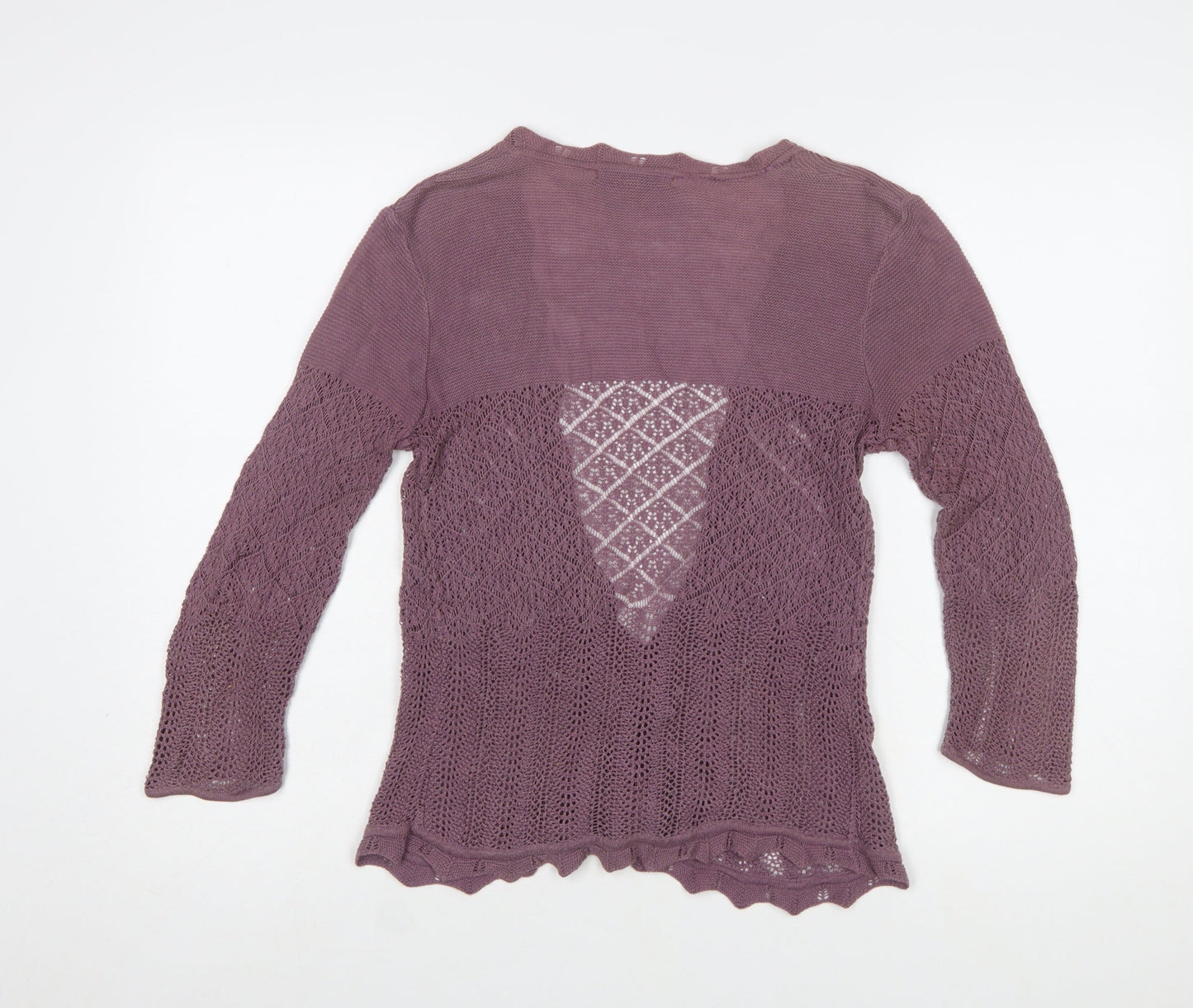 Laura Ashley Women Purple Open Knit Cardigan UK 10
