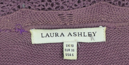 Laura Ashley Women Purple Open Knit Cardigan UK 10