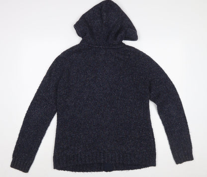 Fat Face Women's Navy Hooded Cable-Knit Full Zip Cardigan Size 12