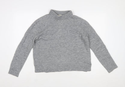 Whistles Women’s Grey Mock Neck Wool Blend Pullover Jumper M
