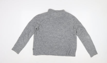 Whistles Women’s Grey Mock Neck Wool Blend Pullover Jumper M