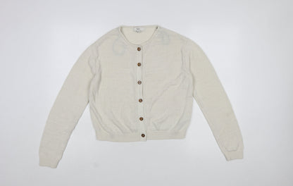 Marks and Spencer Women Ivory Cotton Blend Button Cardigan Size S
