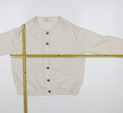 Marks and Spencer Women Ivory Cotton Blend Button Cardigan Size S