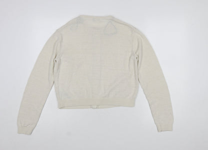 Marks and Spencer Women Ivory Cotton Blend Button Cardigan Size S