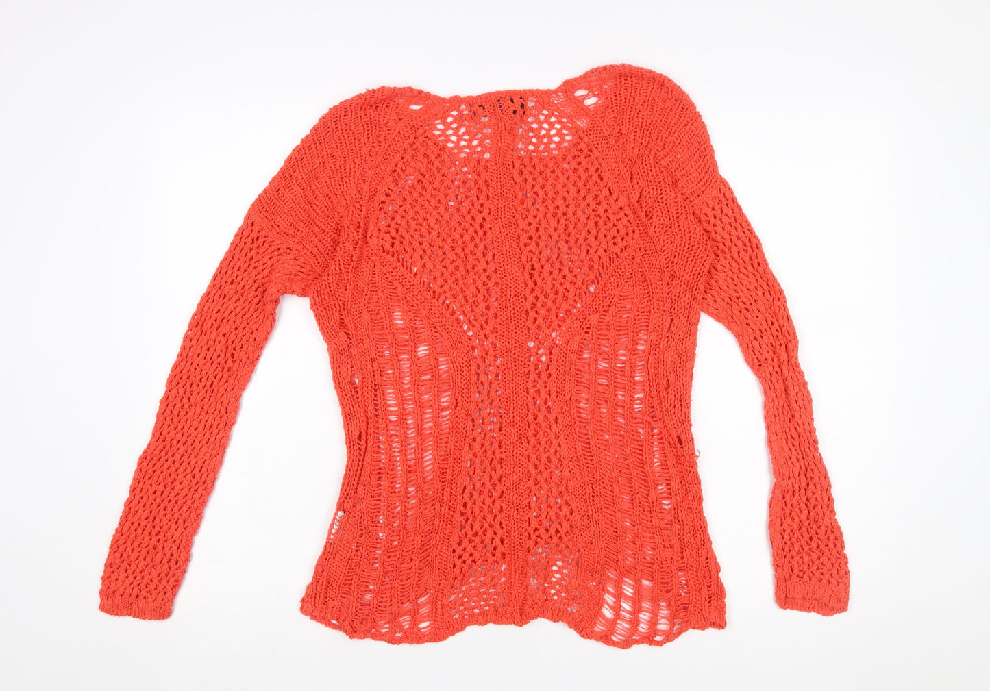Superdry Womens Red Open Knit Cotton Jumper Size M