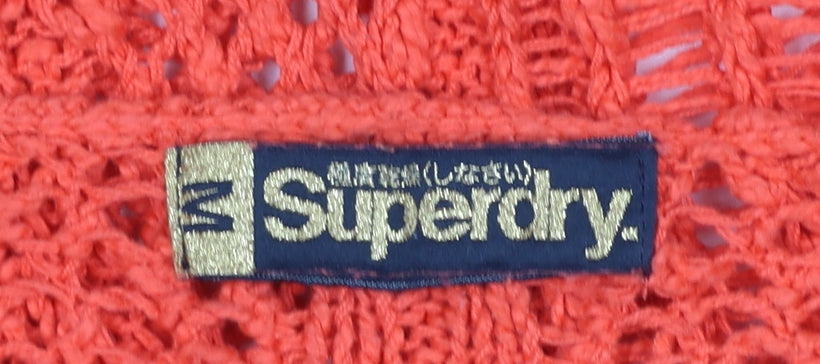 Superdry Womens Red Open Knit Cotton Jumper Size M