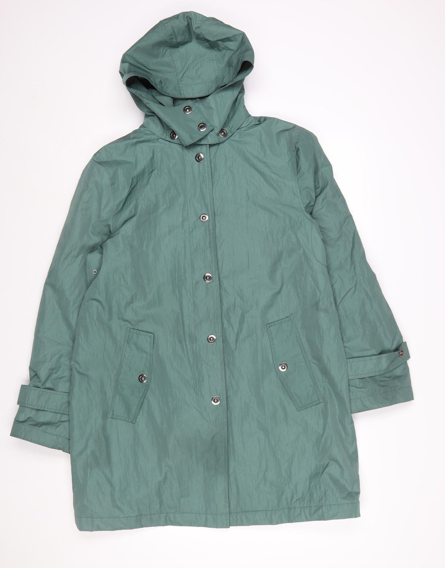 Four Seasons London Women's Green Hooded Long Rain Coat Size L