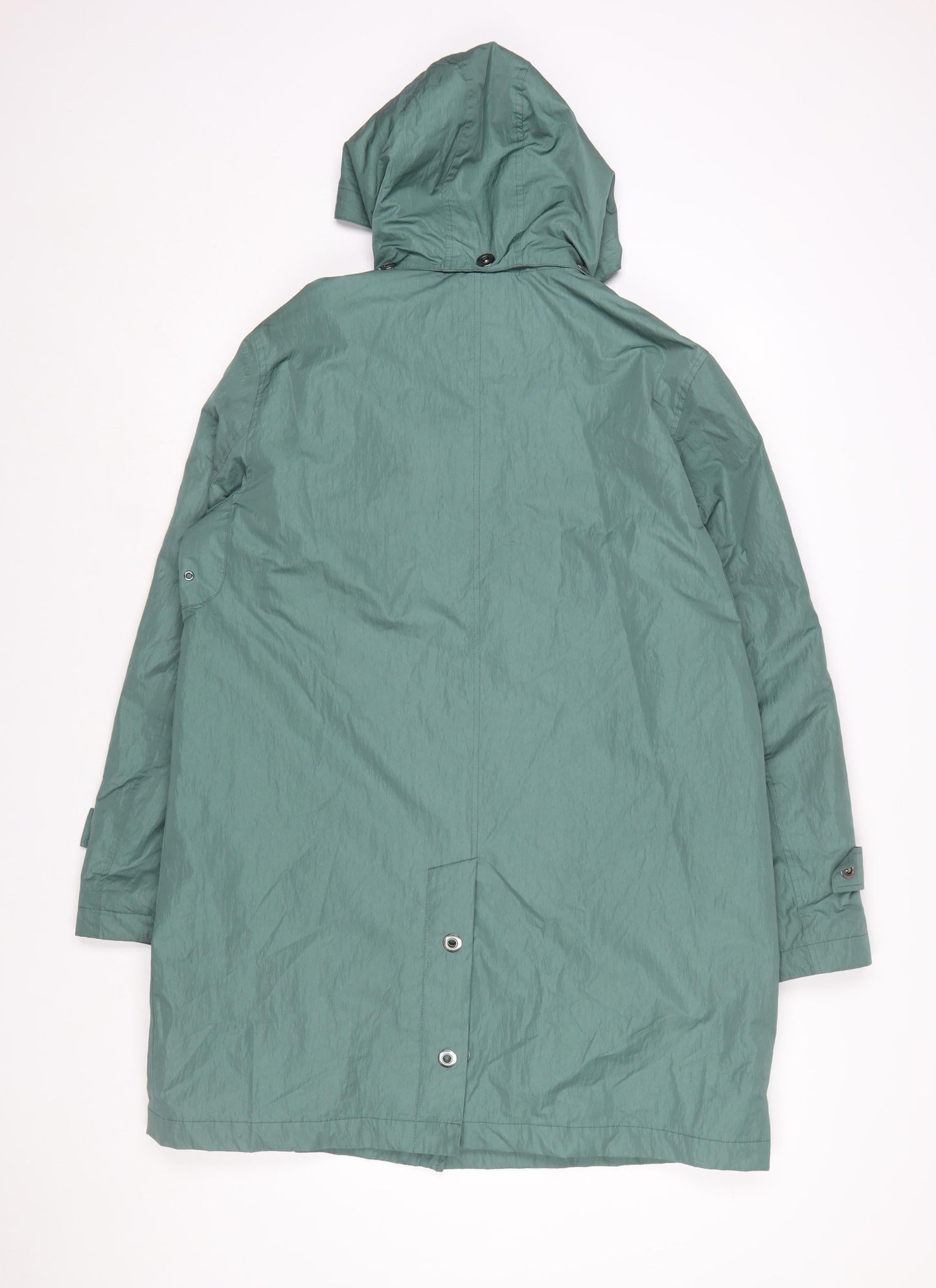 Four Seasons London Women's Green Hooded Long Rain Coat Size L