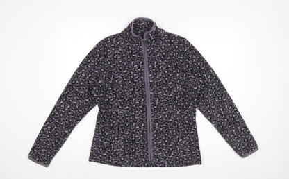 Marks and Spencer Womens Grey Animal Print Fleece Zip Jacket Size 12