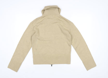 Marks and Spencer Women Beige XS Full Zip High Neck Jumper