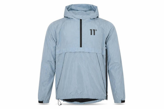11 Degrees Men Blue Hooded Windbreaker Jacket Size M