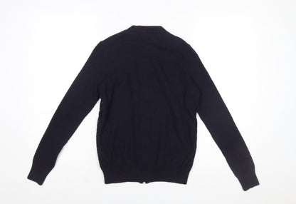 Marks and Spencer Per Una Women's Navy Blue Full Zip Cotton Jumper Size 8