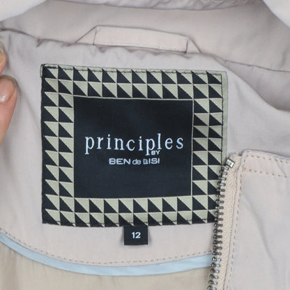 Principles by Ben de Lisi Women's Beige Parka Coat Size 12 Hooded Mid-Length