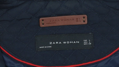 Zara Woman Blue Quilted Sleeveless Waistcoat Women's L