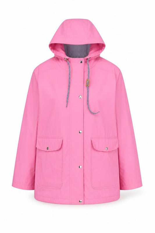 Rising Women Pink Waterproof Hooded Rain Coat XL
