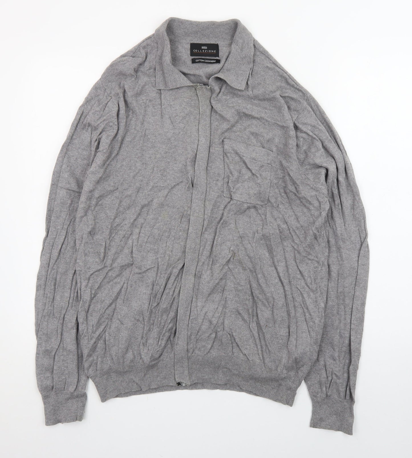 Marks and Spencer Women’s Grey Full Zip Cardigan L Cotton Cashmere