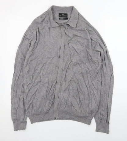 Marks and Spencer Women’s Grey Full Zip Cardigan L Cotton Cashmere