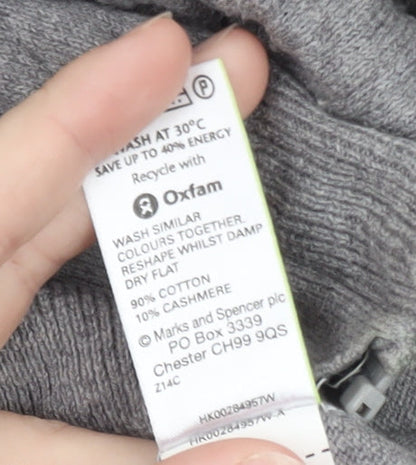 Marks and Spencer Women’s Grey Full Zip Cardigan L Cotton Cashmere