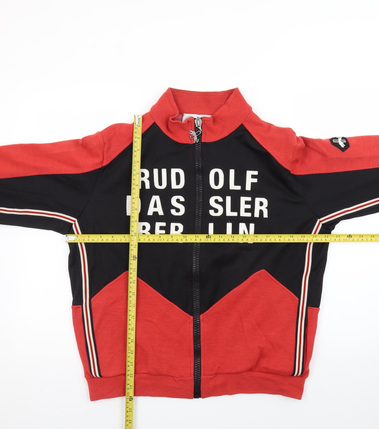 Rudolf Dassler Mens Red Black Full Zip Sweatshirt L Retro Sports Style