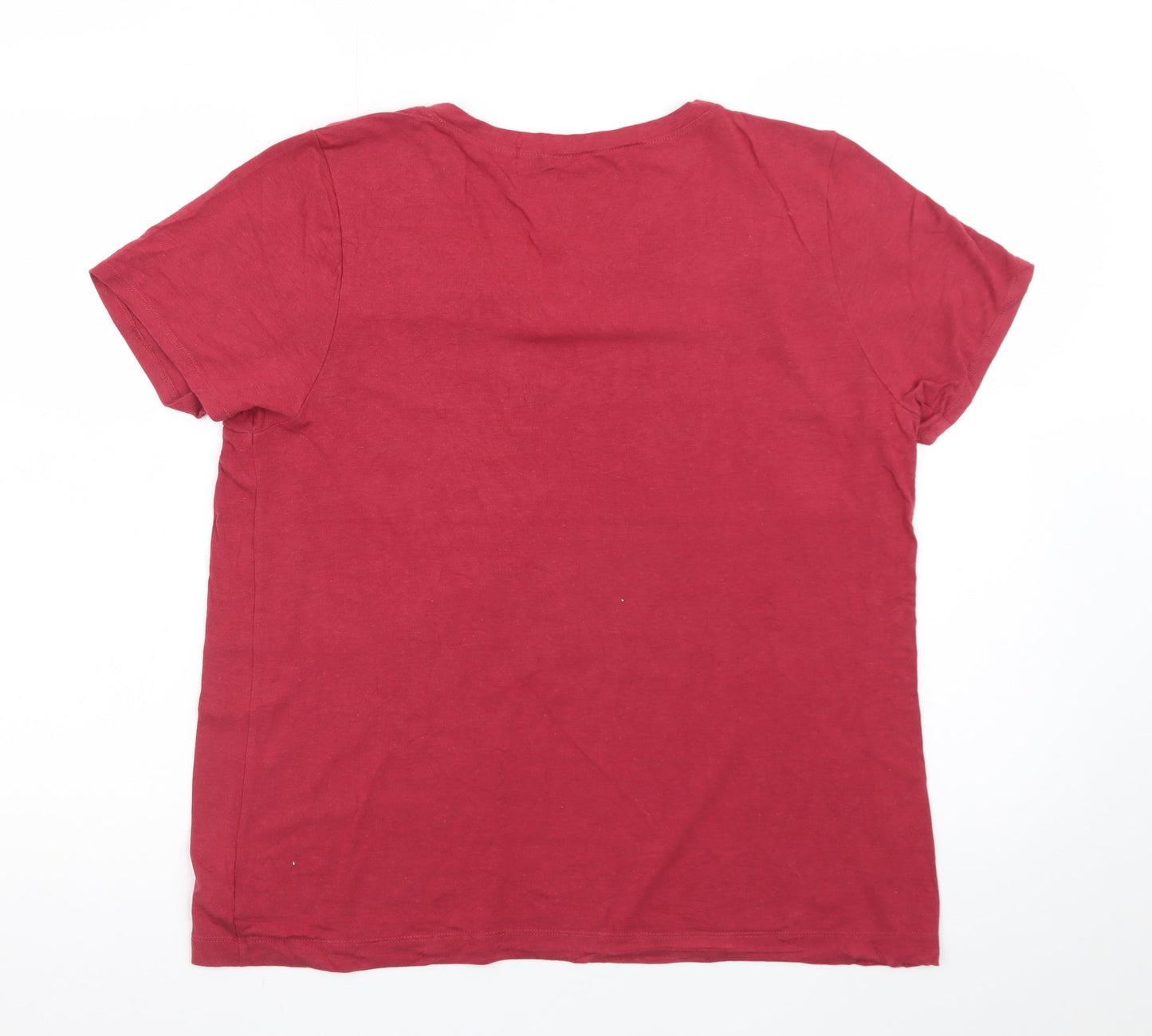 Calvin Klein Men's Red V-Neck Cotton T-Shirt L Lightweight
