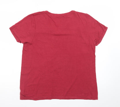 Calvin Klein Men's Red V-Neck Cotton T-Shirt L Lightweight