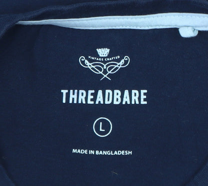 Threadbare Men's Blue Crew Neck Cotton T-Shirt Size L