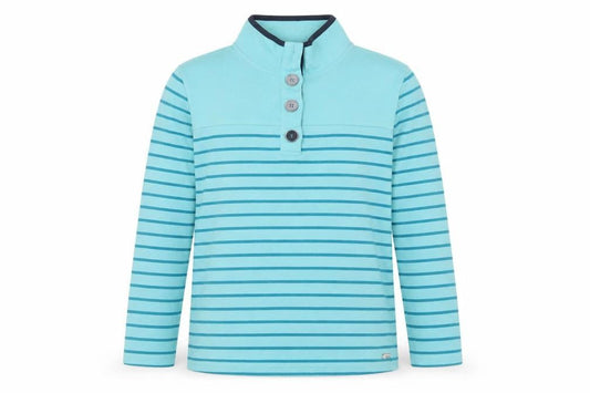 Front view of TIGI Teens Blue Striped Henley Sweatshirt 14/16 Cotton Long Sleeve