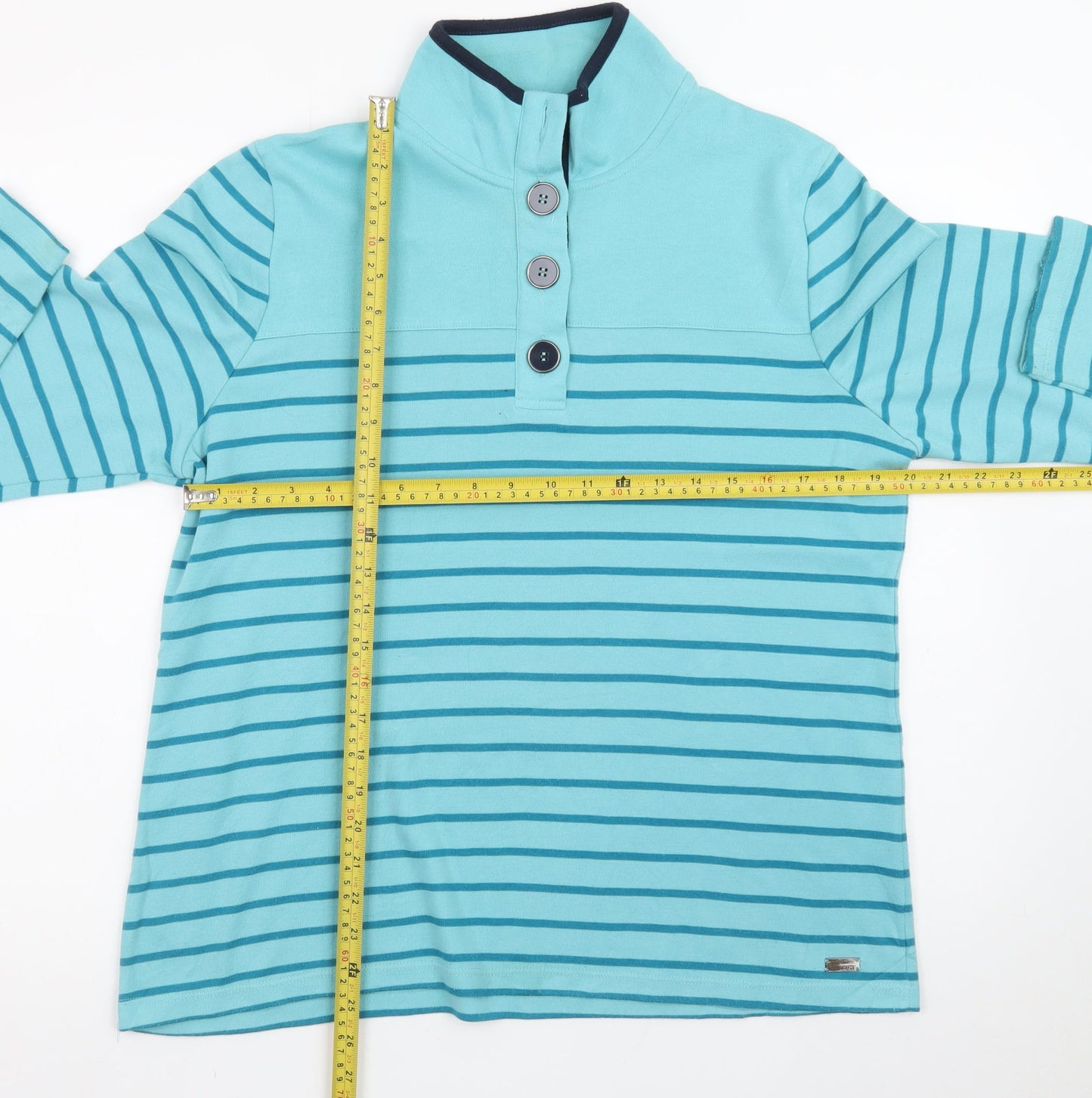 TIGI Teens Blue Striped Henley Sweatshirt 14/16 Cotton Long Sleeve