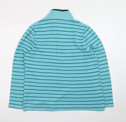 TIGI Teens Blue Striped Henley Sweatshirt 14/16 Cotton Long Sleeve