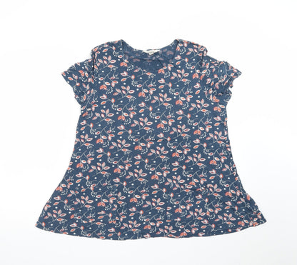 Seasalt Cornwall Womens Blue Floral Organic Cotton T-Shirt UK 12
