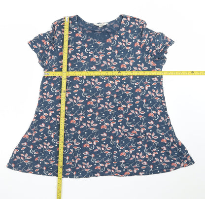 Seasalt Cornwall Womens Blue Floral Organic Cotton T-Shirt UK 12