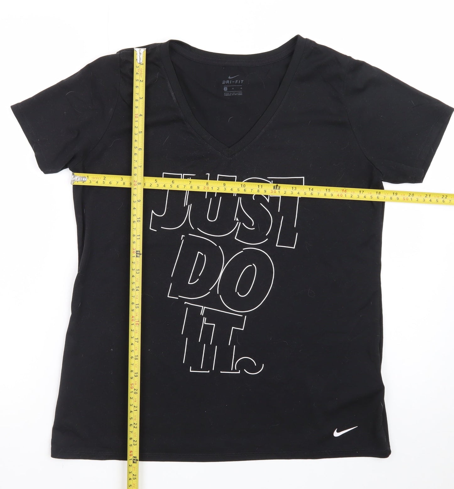 Nike Womens Black Dri-FIT V-Neck T-Shirt Size M Sports Tee